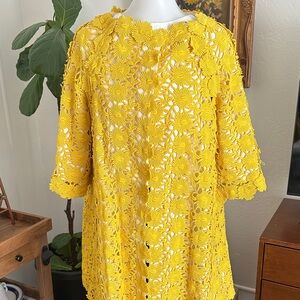 Vintage retro Yellow Floral crochet jacket